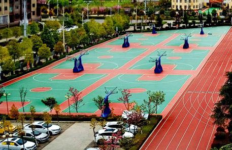 云南省曲靖市馬龍三中室外硅pu籃球場(chǎng)